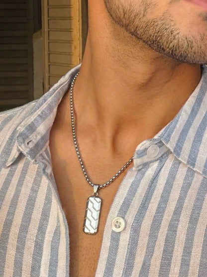Dual Geometric Bar Pendant Necklace for Men - 60 CM