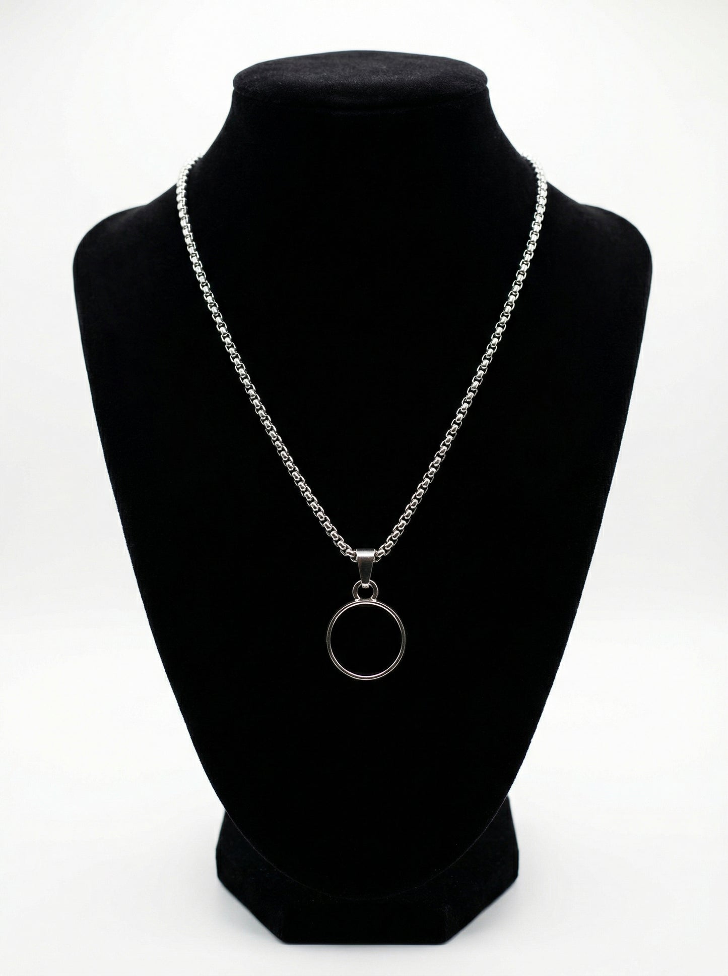 Classic Black Round Pendant Necklace for Men - 60 CM