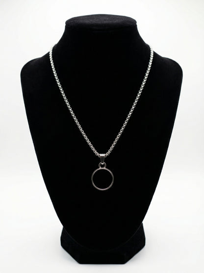 Classic Black Round Pendant Necklace for Men - 60 CM