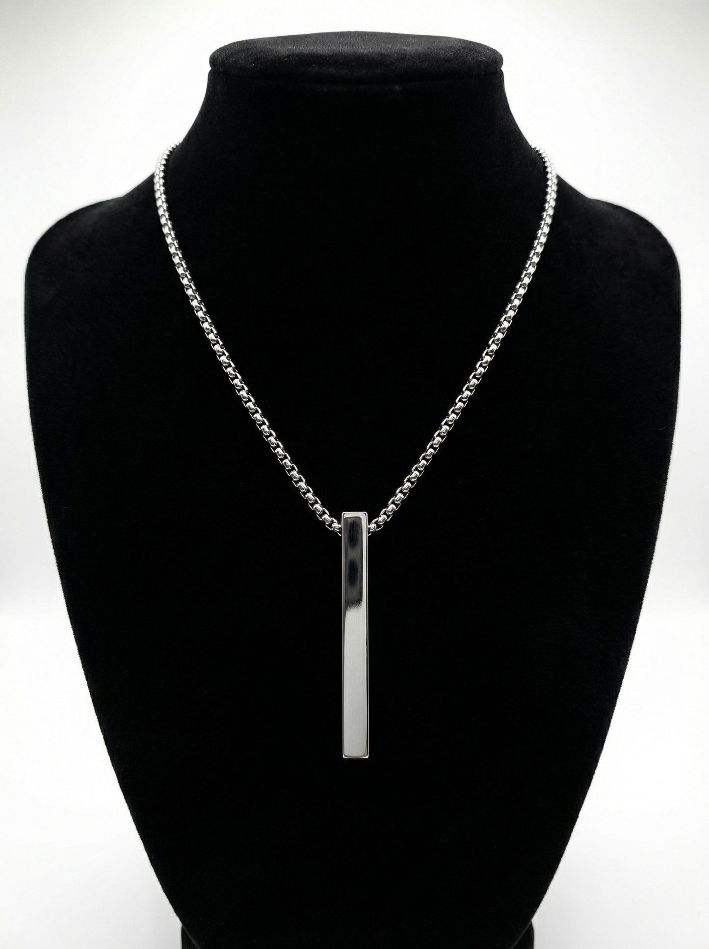 Sleek Silver Vertical Bar Pendant Necklace for Men - 60 CM