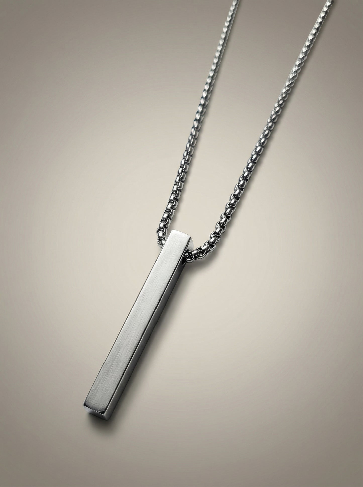 Sleek Silver Vertical Bar Pendant Necklace for Men - 60 CM