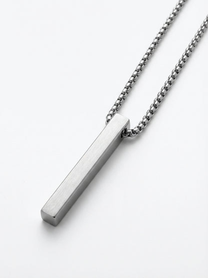 Sleek Silver Vertical Bar Pendant Necklace for Men - 60 CM