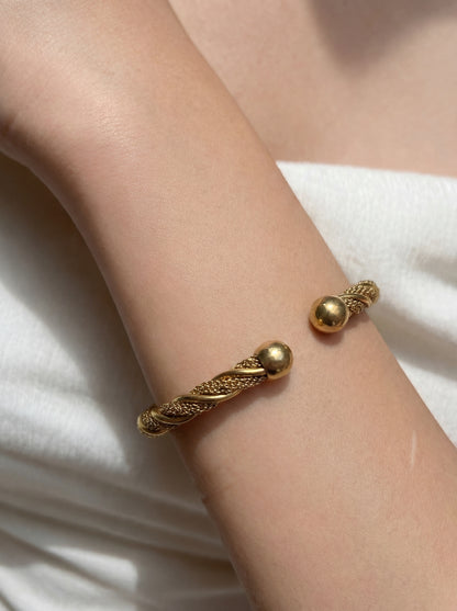 Gold Twisted Adjustable Kada Bracelet for Women