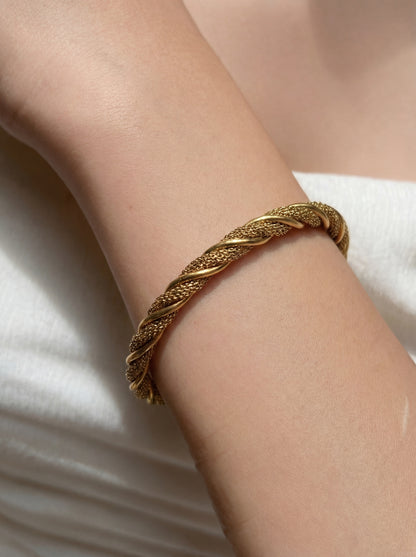 Gold Twisted Adjustable Kada Bracelet for Women