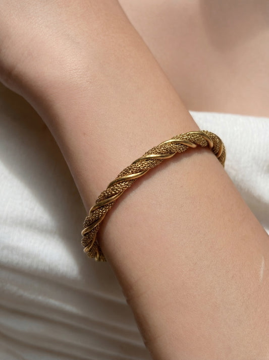 Gold Twisted Adjustable Kada Bracelet for Women