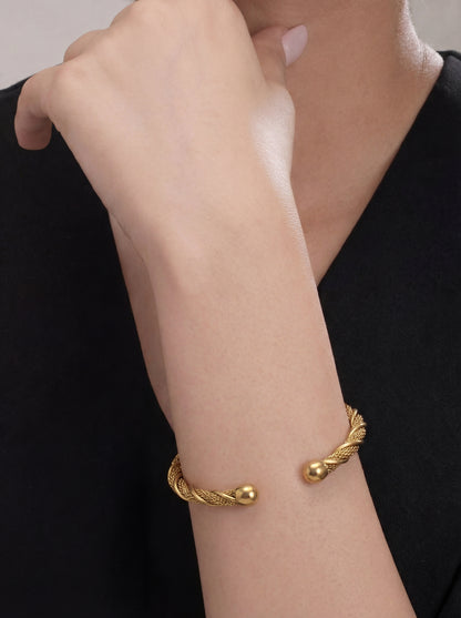 Gold Twisted Adjustable Kada Bracelet for Women
