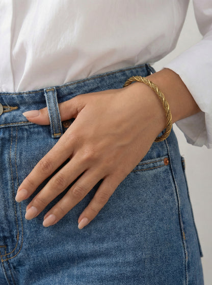 Gold Twisted Adjustable Kada Bracelet for Women