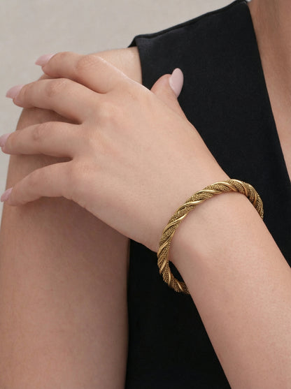 Gold Twisted Adjustable Kada Bracelet for Women