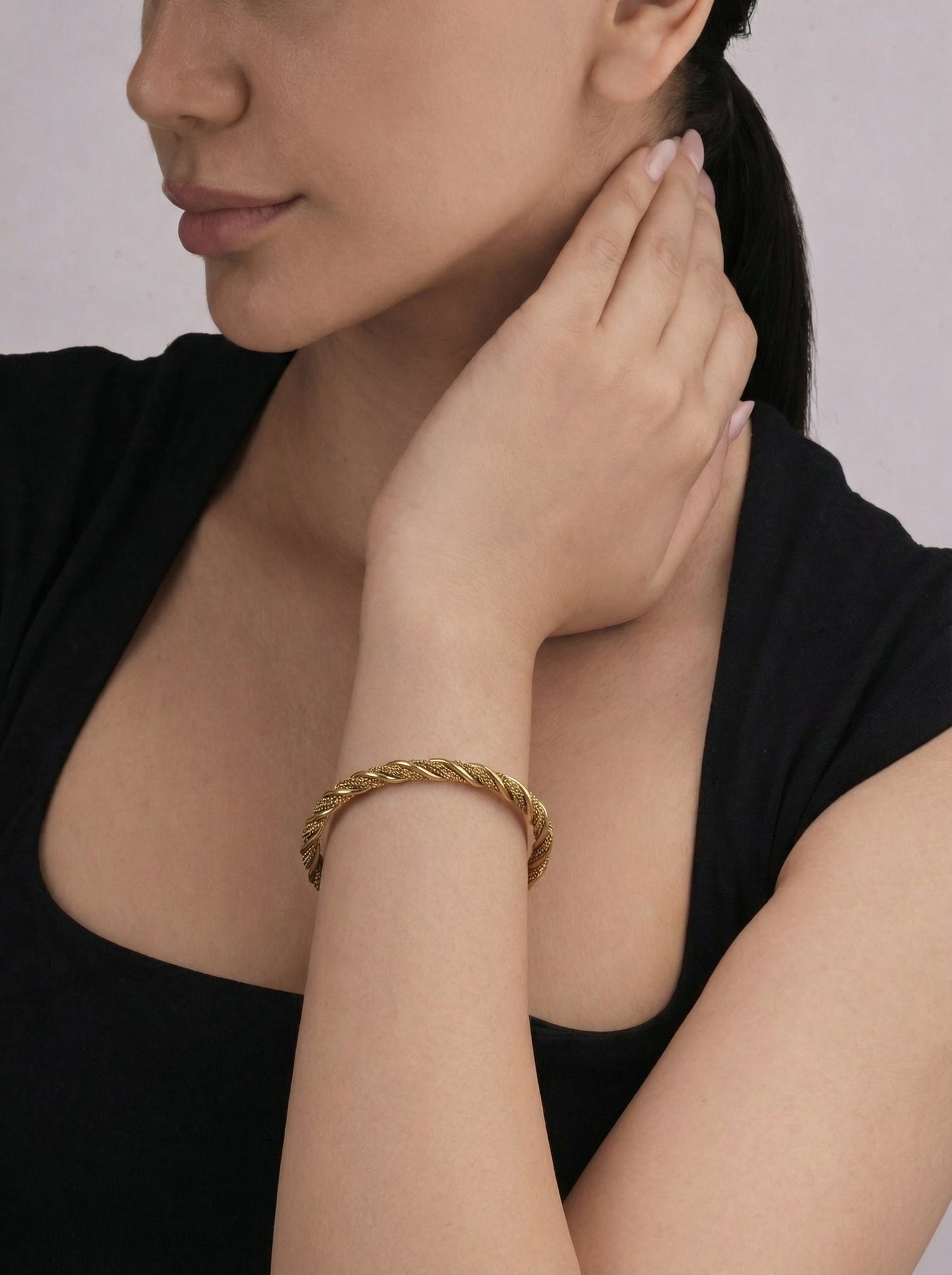Gold Twisted Adjustable Kada Bracelet for Women