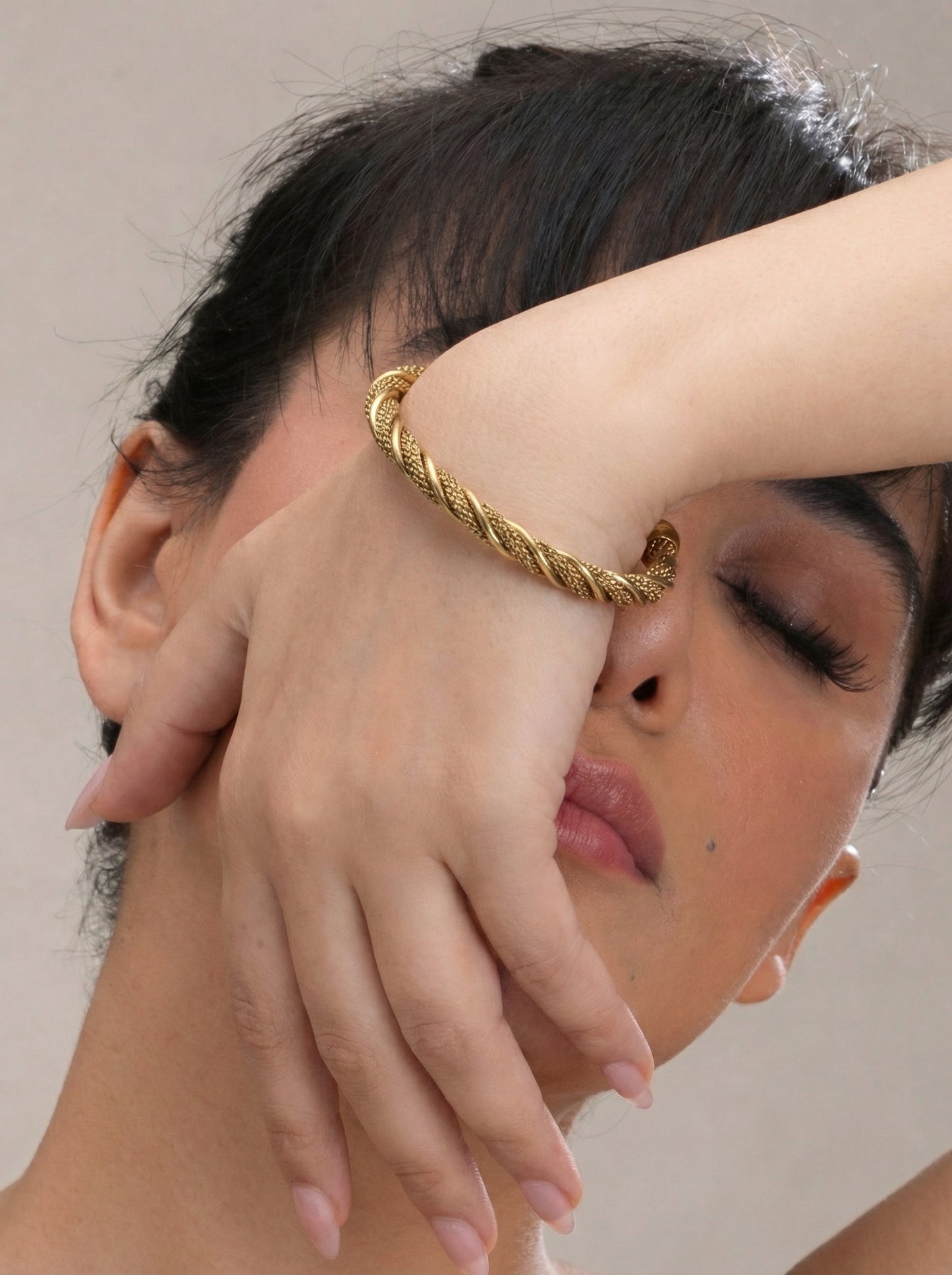 Gold Twisted Adjustable Kada Bracelet for Women