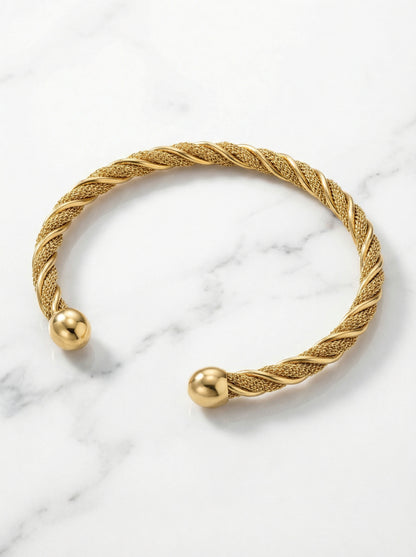 Gold Twisted Adjustable Kada Bracelet for Women