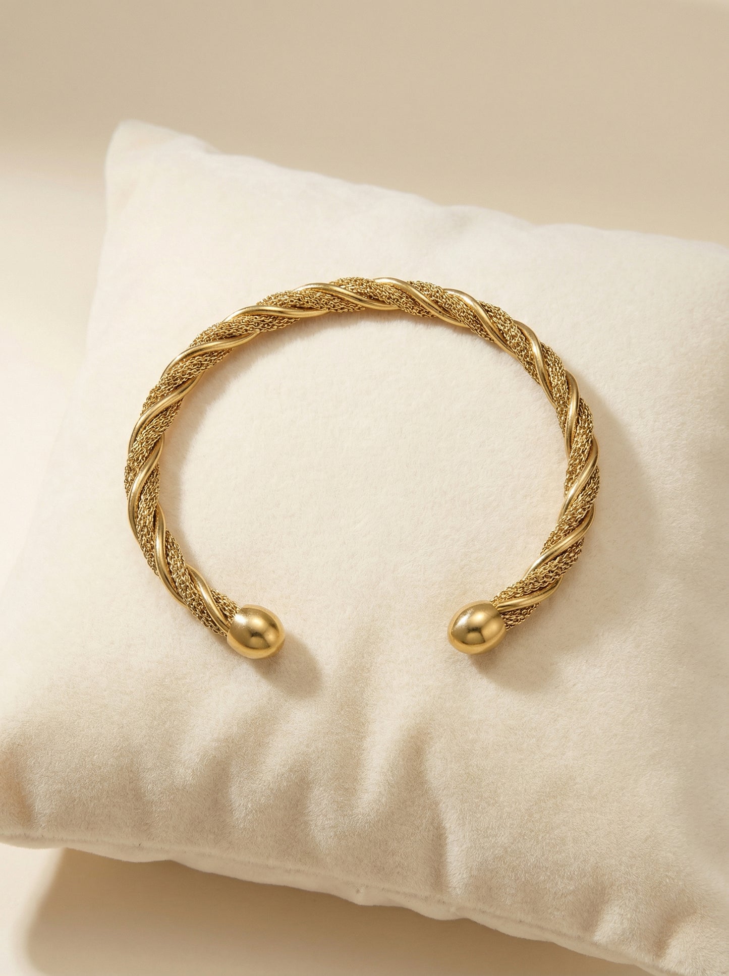 Gold Twisted Adjustable Kada Bracelet for Women