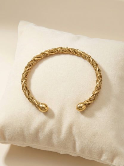 Gold Twisted Adjustable Kada Bracelet for Women