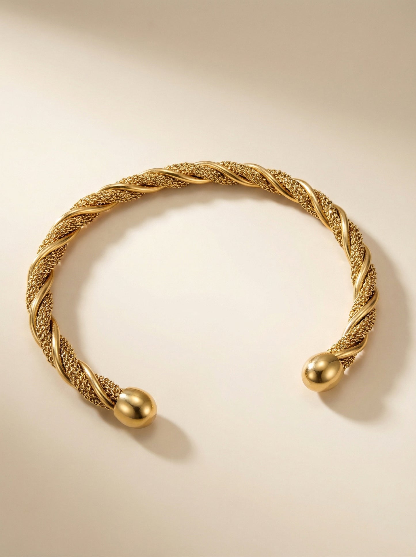 Gold Twisted Adjustable Kada Bracelet for Women