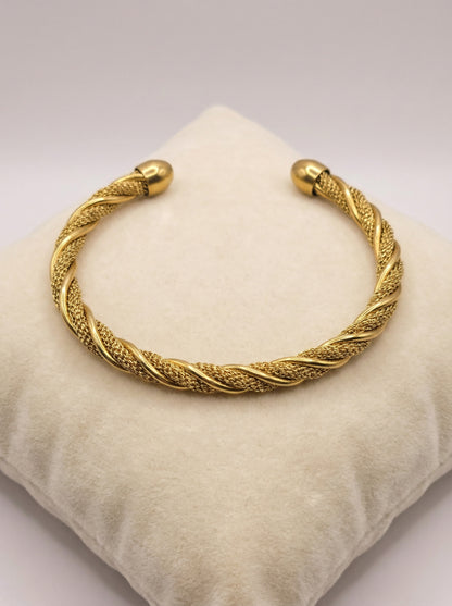 Gold Twisted Adjustable Kada Bracelet for Women