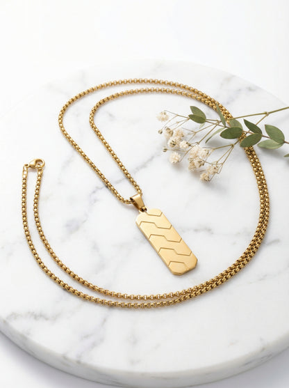 Luxury Gold Geometric Bar Pendant Necklace for Men - 60 CM
