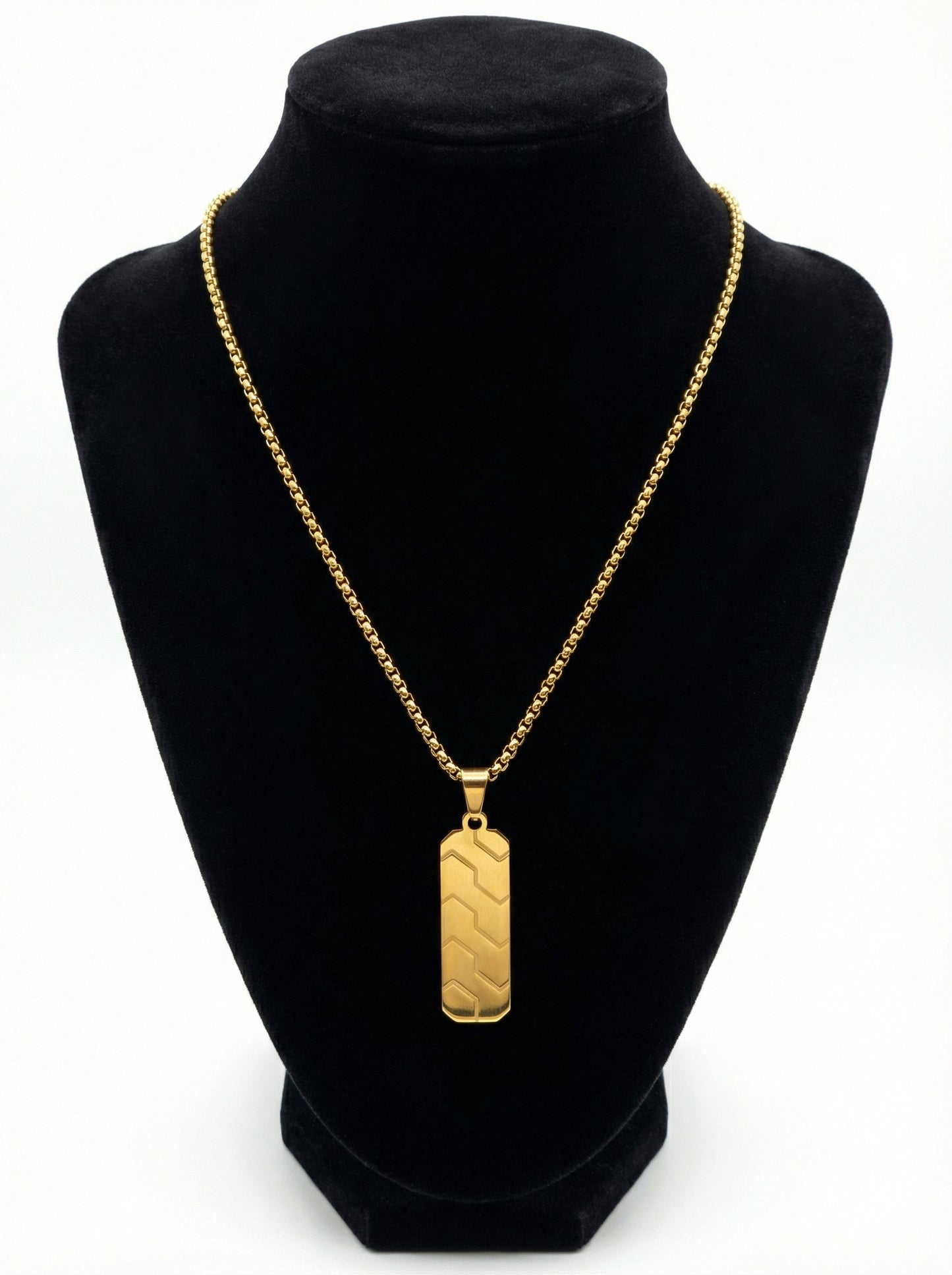Luxury Gold Geometric Bar Pendant Necklace for Men - 60 CM