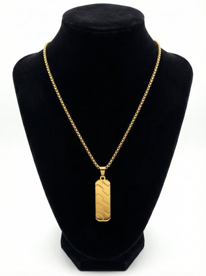 Luxury Gold Geometric Bar Pendant Necklace for Men - 60 CM