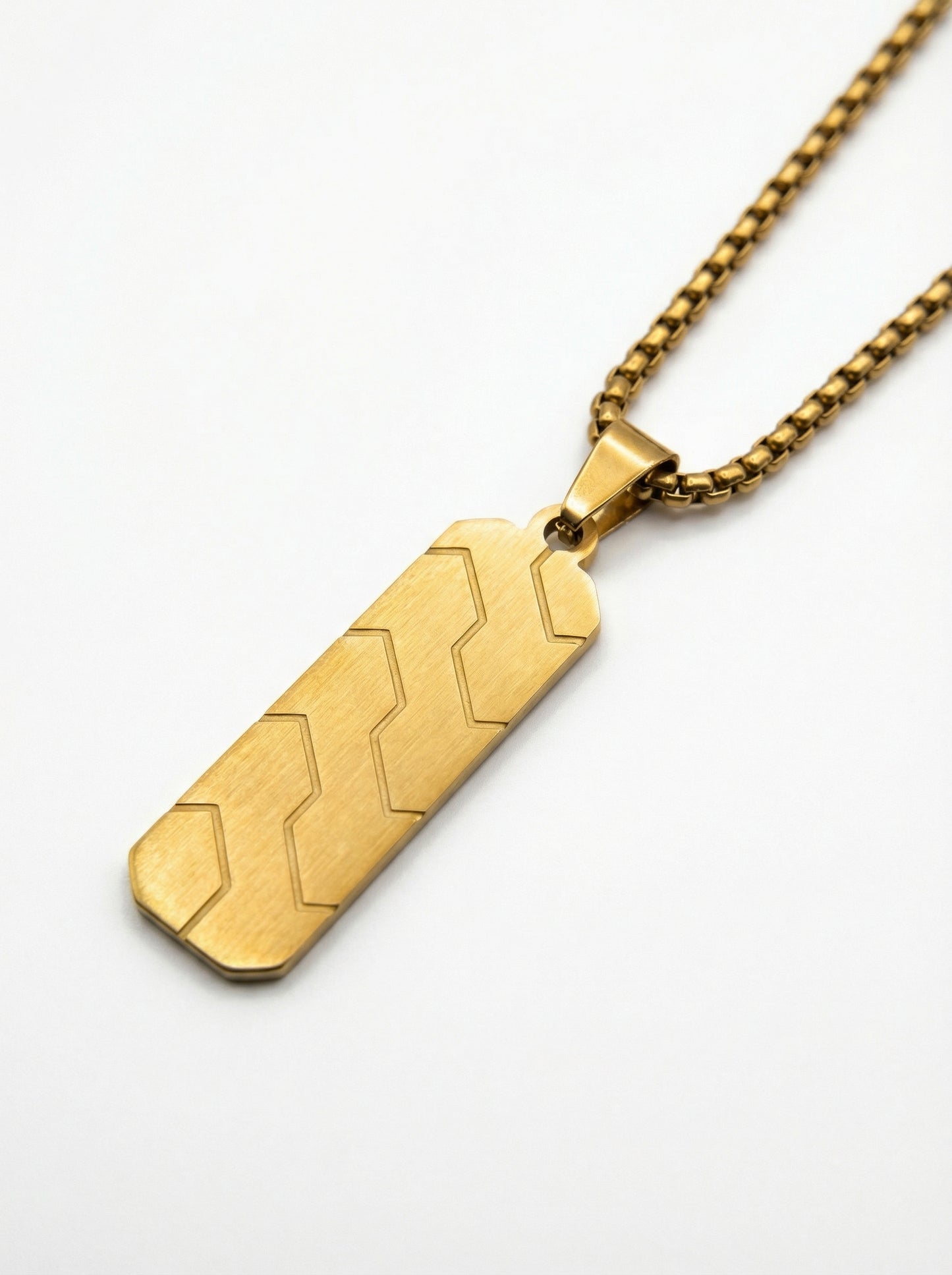 Luxury Gold Geometric Bar Pendant Necklace for Men - 60 CM