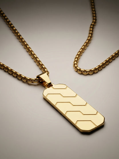 Luxury Gold Geometric Bar Pendant Necklace for Men - 60 CM