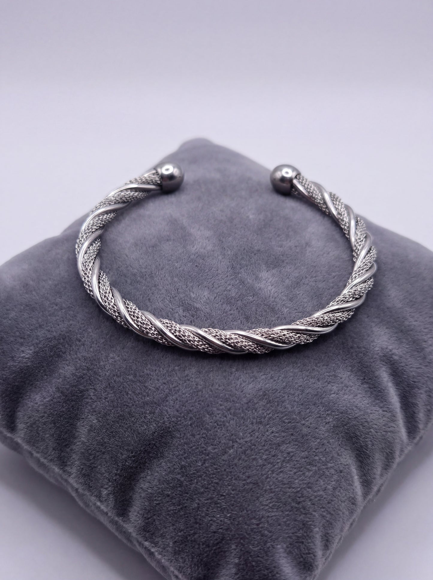 Silver Twisted Adjustable Kada Bracelet for Women