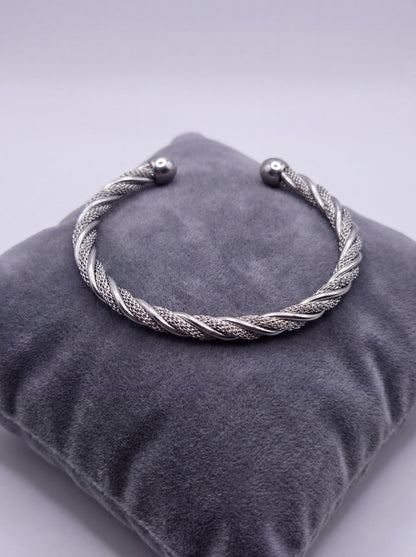 Silver Twisted Adjustable Kada Bracelet for Women
