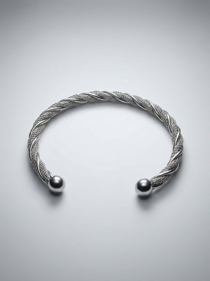 Silver Twisted Adjustable Kada Bracelet for Women
