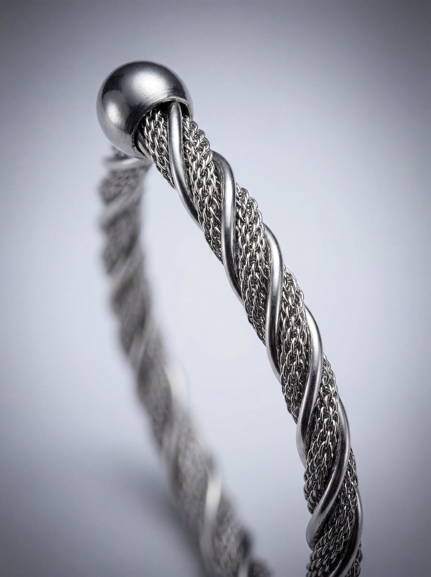 Silver Twisted Adjustable Kada Bracelet for Women