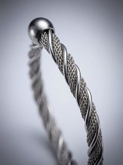 Silver Twisted Adjustable Kada Bracelet for Women