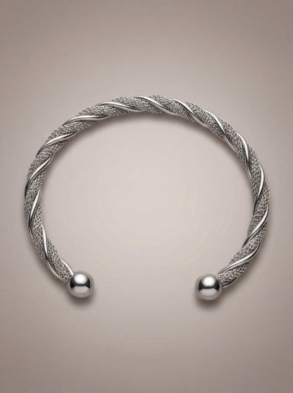 Silver Twisted Adjustable Kada Bracelet for Women