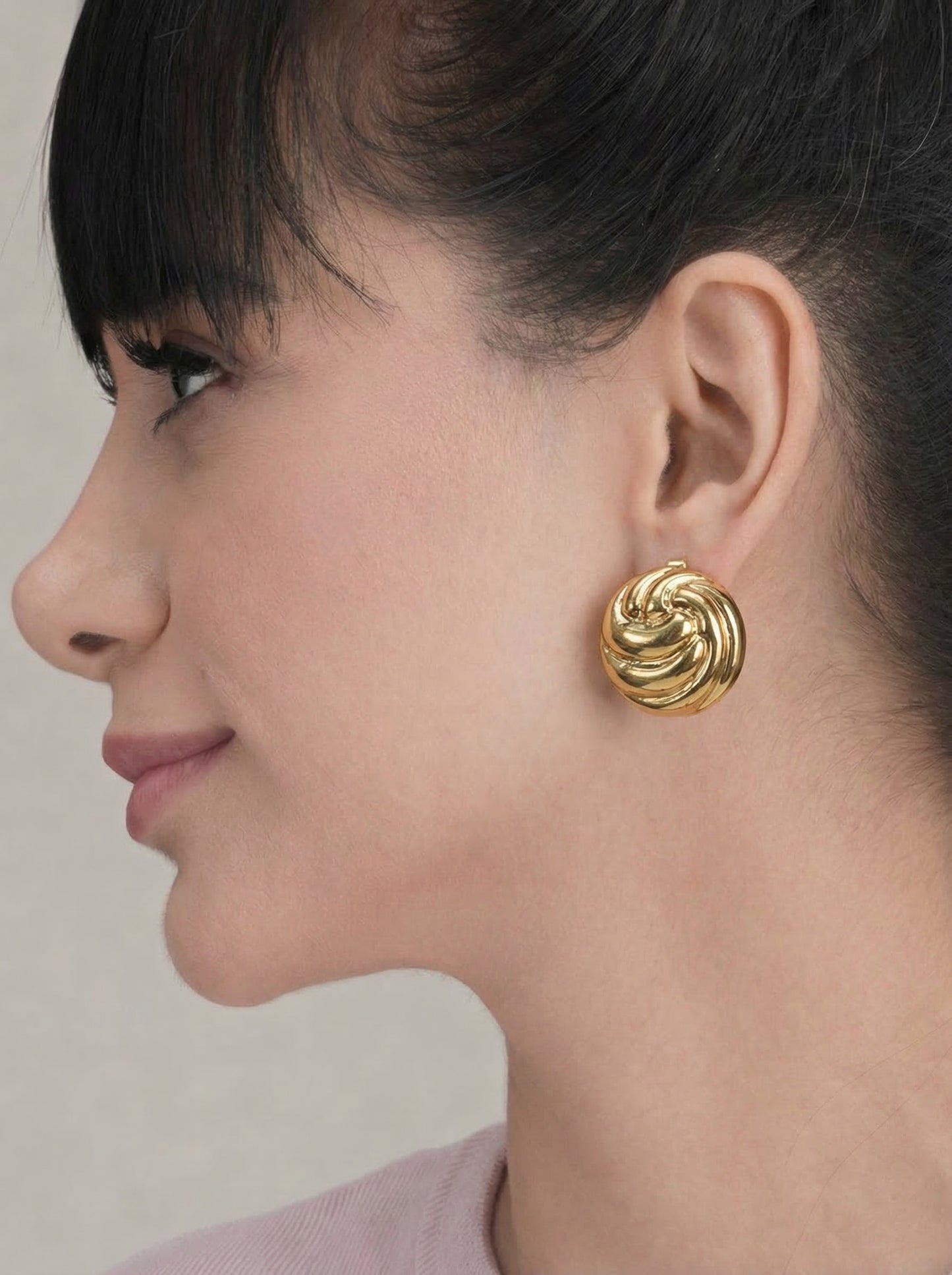 Golden Swirl Knot Stud Earrings