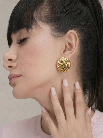 Golden Swirl Knot Stud Earrings