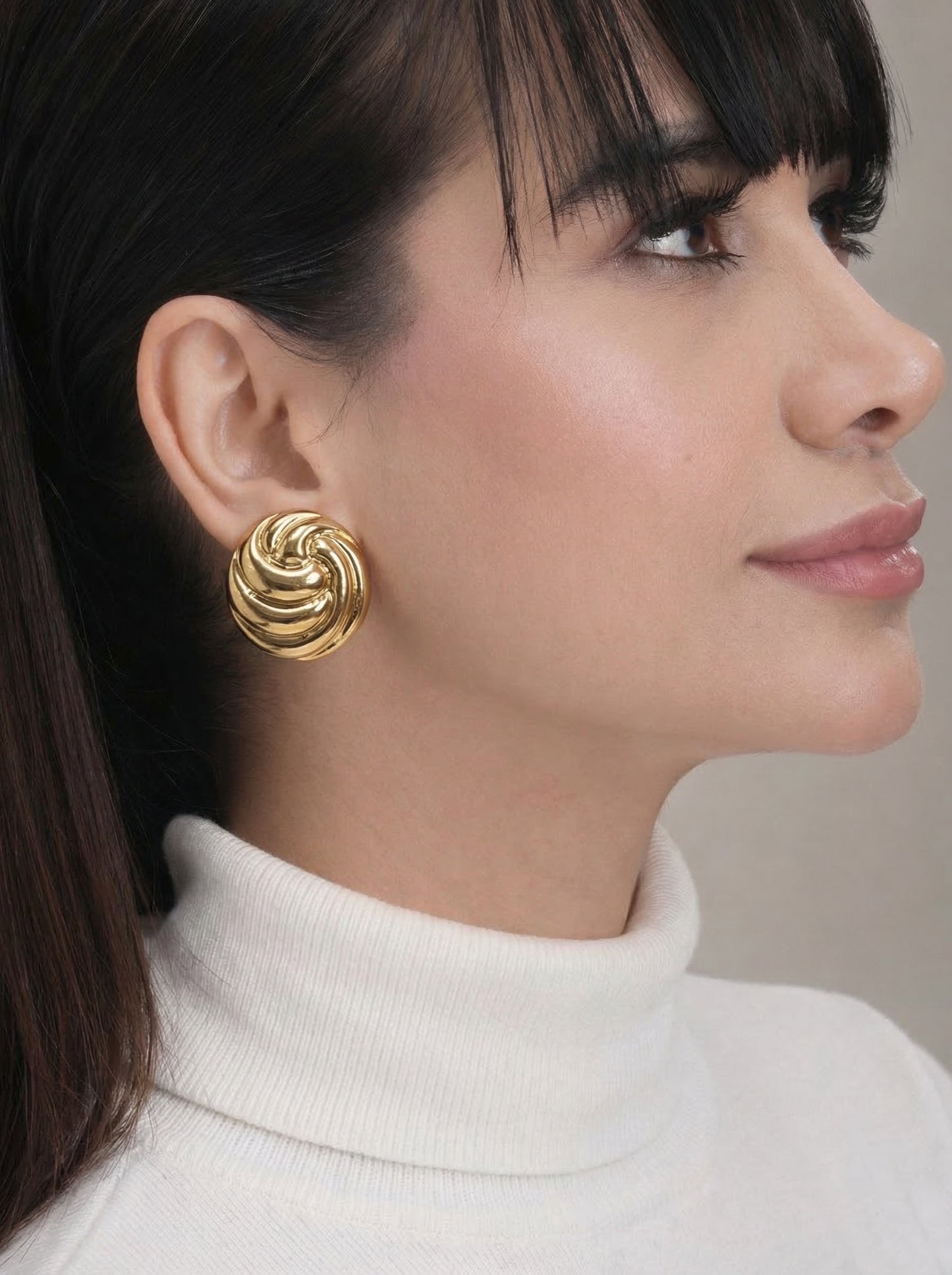 Golden Swirl Knot Stud Earrings