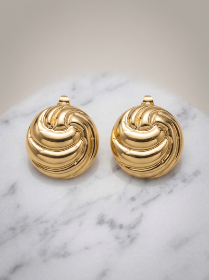 Golden Swirl Knot Stud Earrings