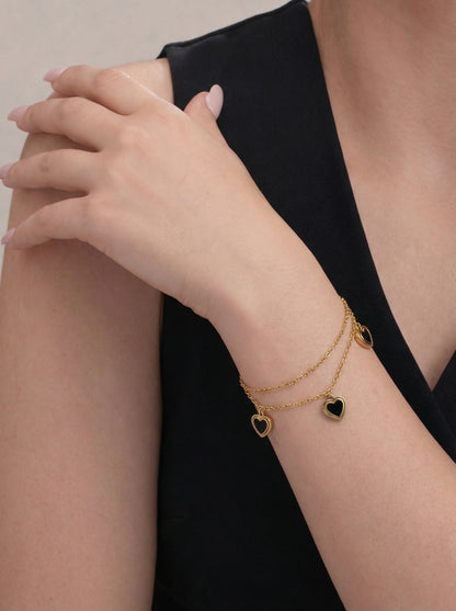 Golden Heart Layered Bracelet