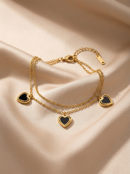 Golden Heart Layered Bracelet