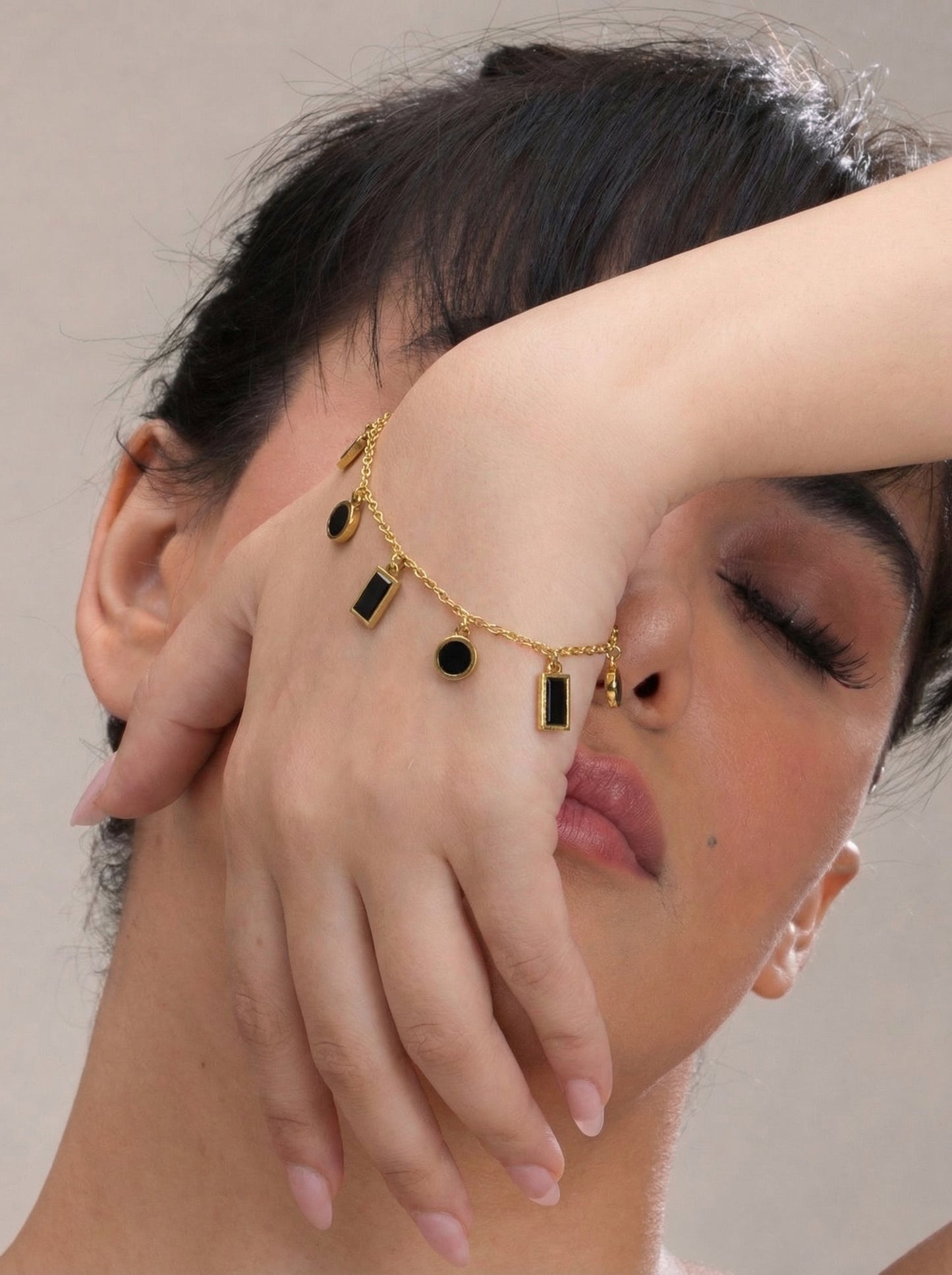 Golden Geometric Charm Bracelet