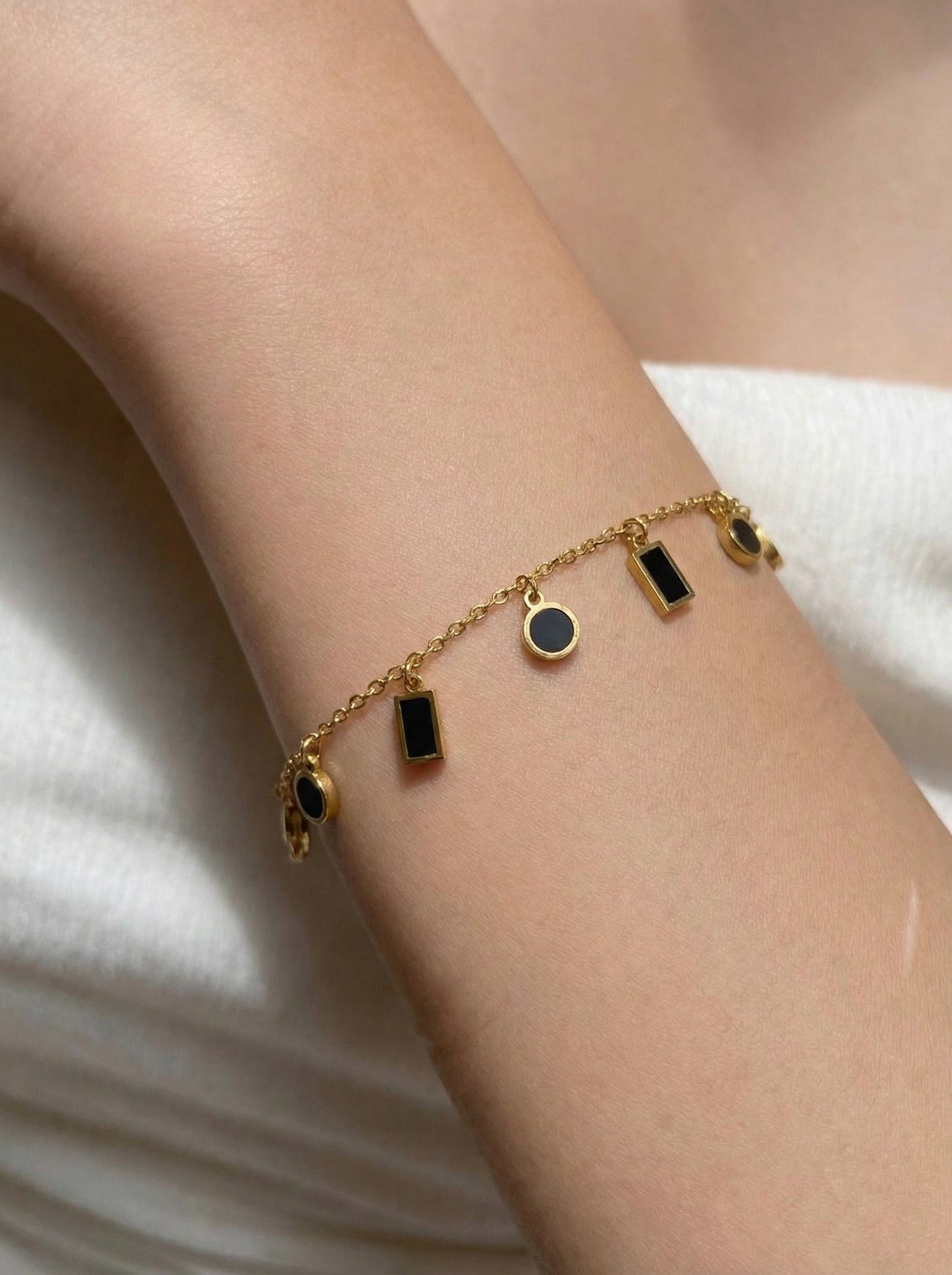 Golden Geometric Charm Bracelet