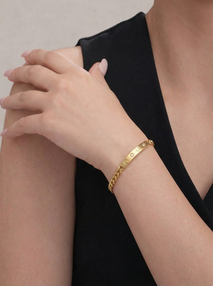 Crystal Stud Love Chain Bracelet