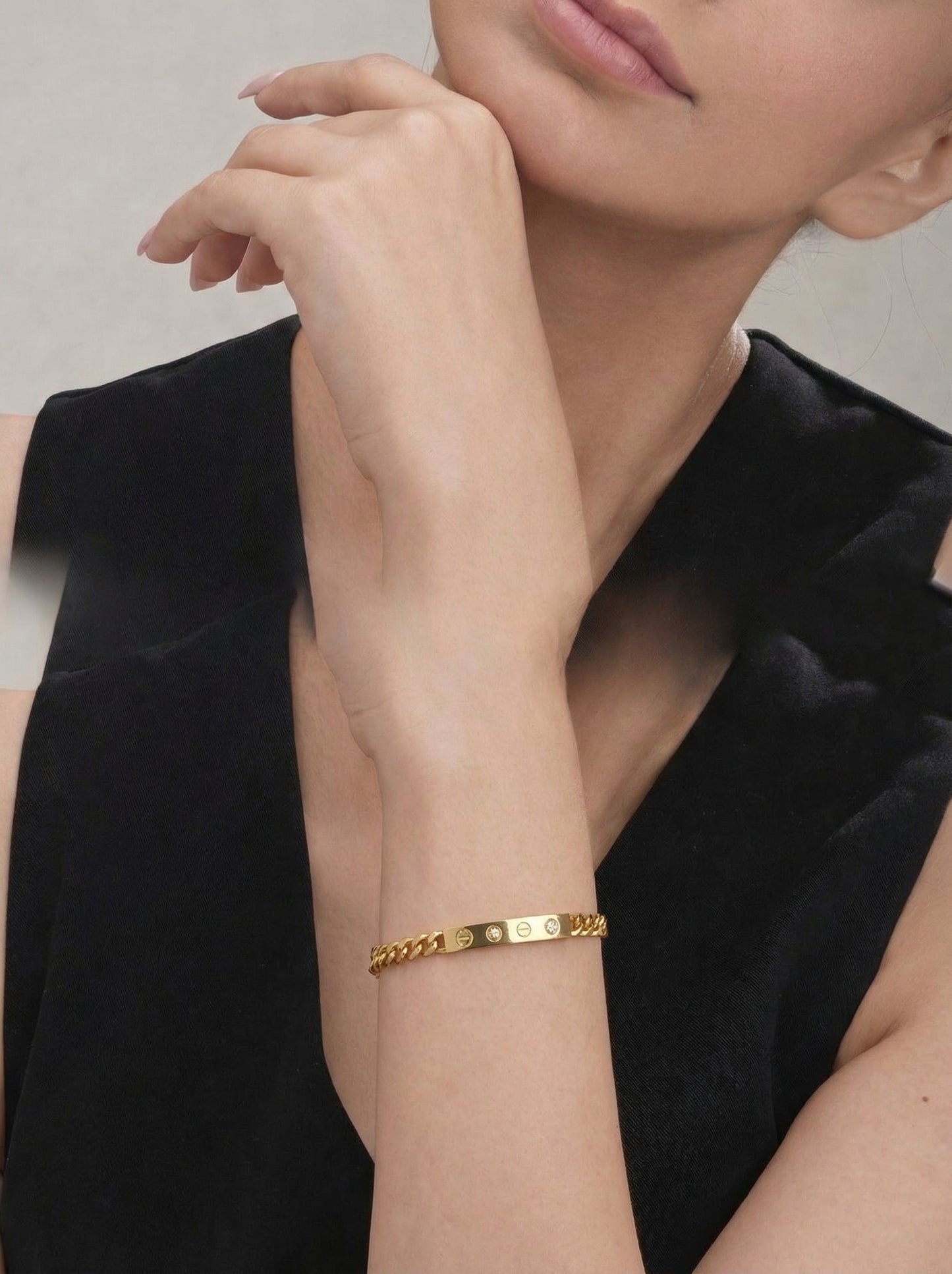 Crystal Stud Love Chain Bracelet