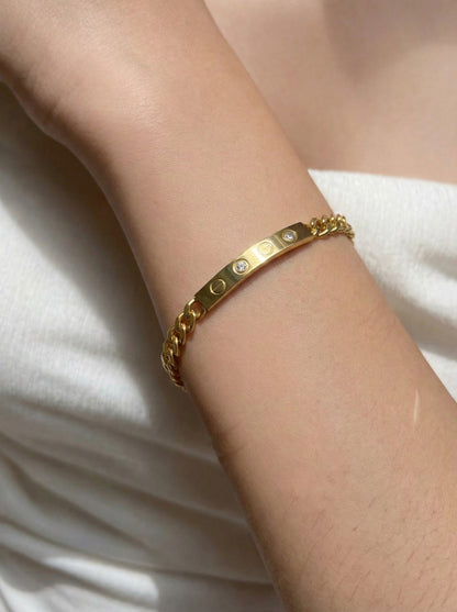 Crystal Stud Love Chain Bracelet