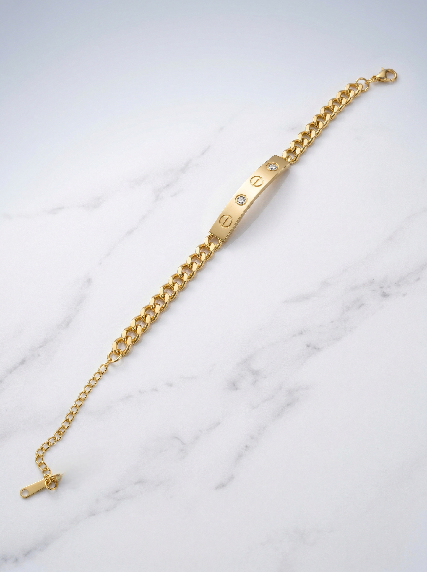 Crystal Stud Love Chain Bracelet