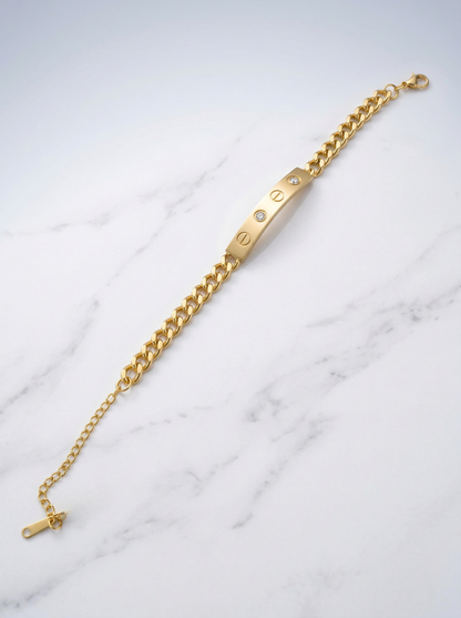 Crystal Stud Love Chain Bracelet