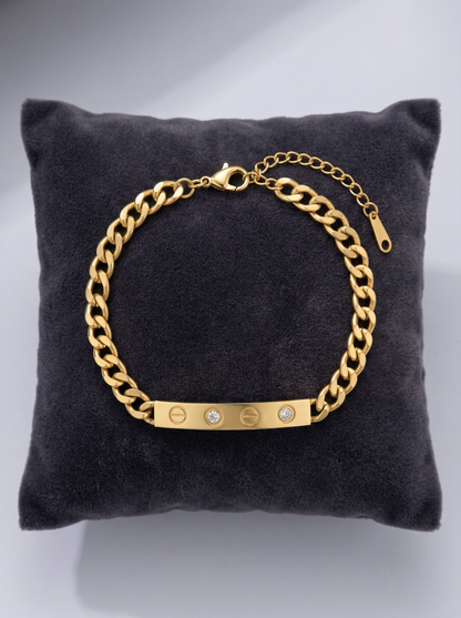 Crystal Stud Love Chain Bracelet