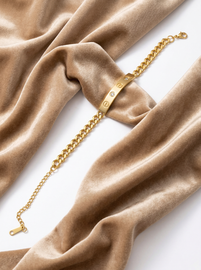 Crystal Stud Love Chain Bracelet