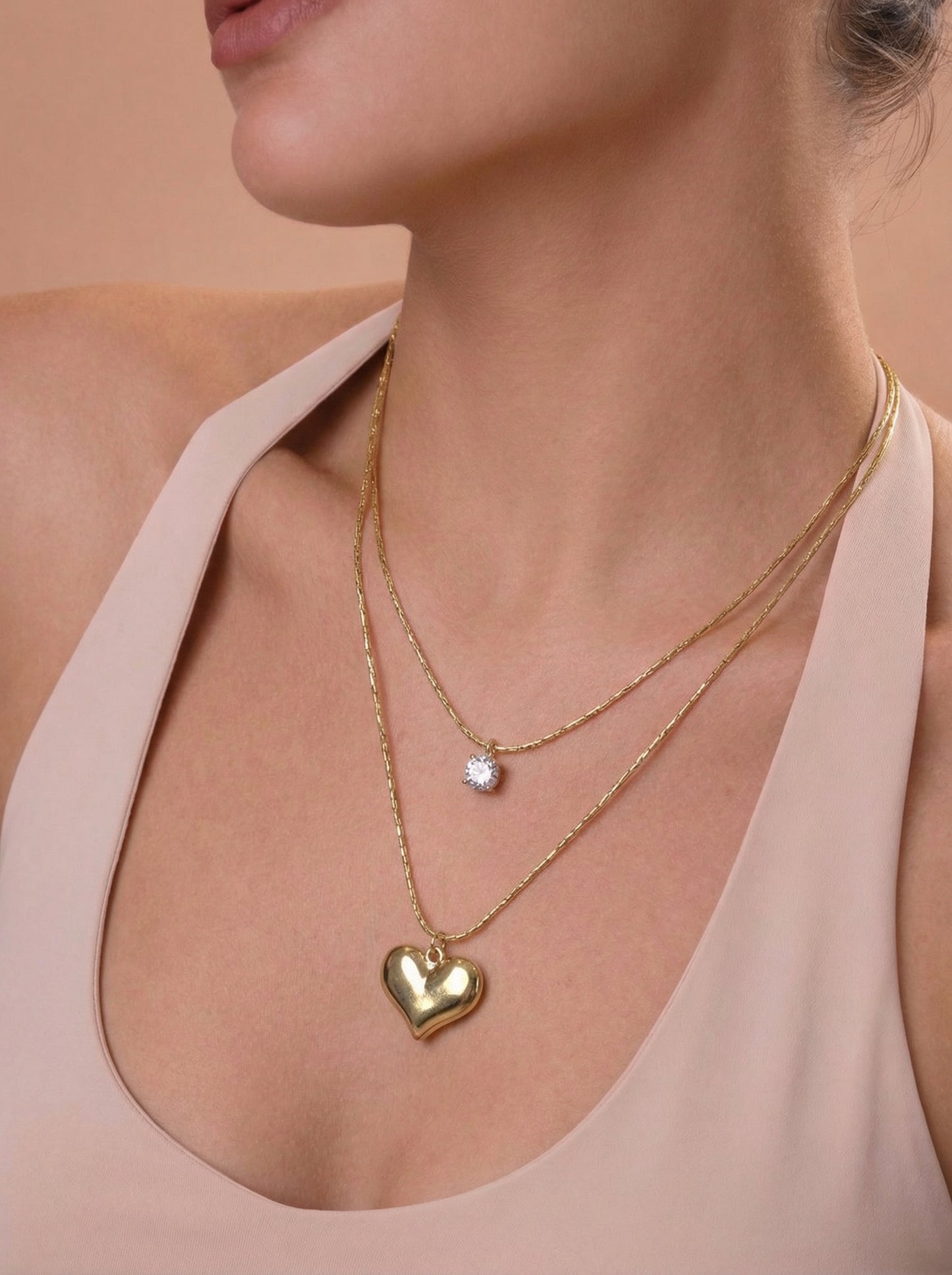 Golden Heart Layered Necklace