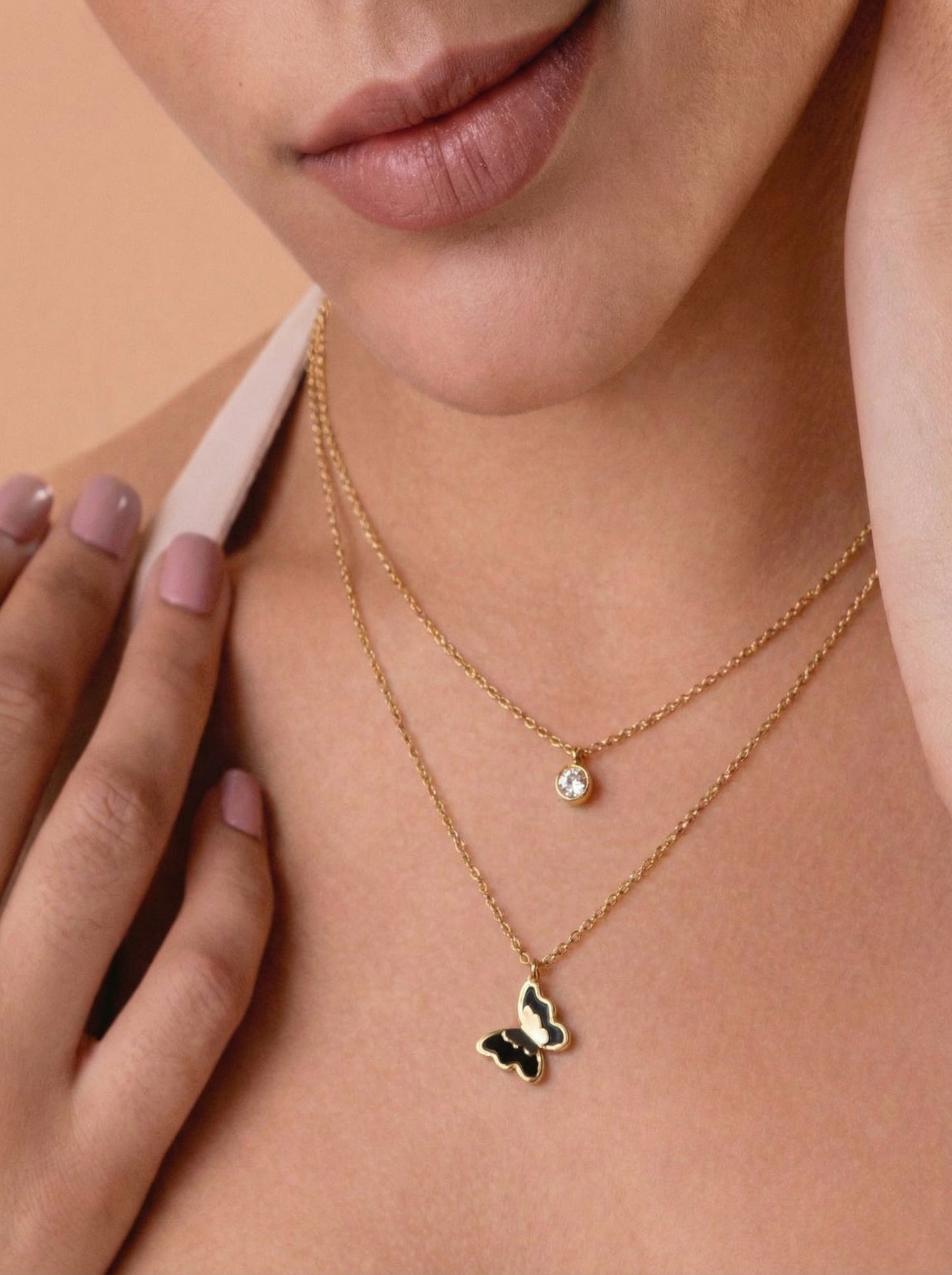 Golden Butterfly Layered Necklace