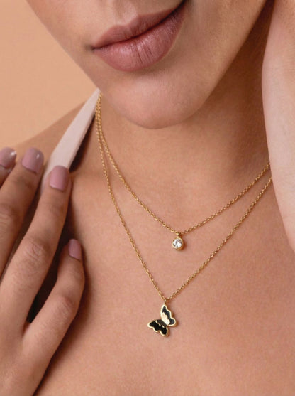Golden Butterfly Layered Necklace