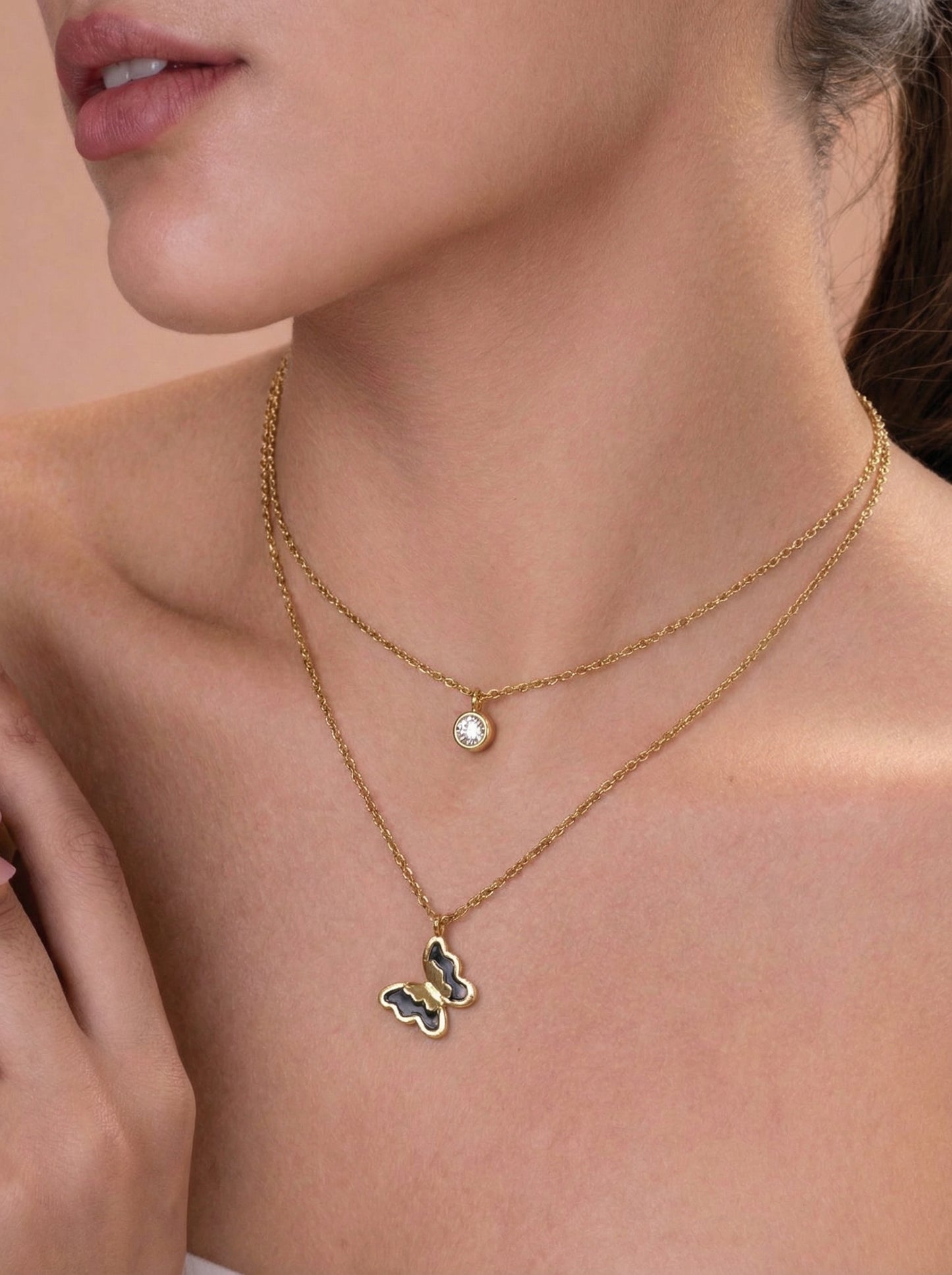 Golden Butterfly Layered Necklace