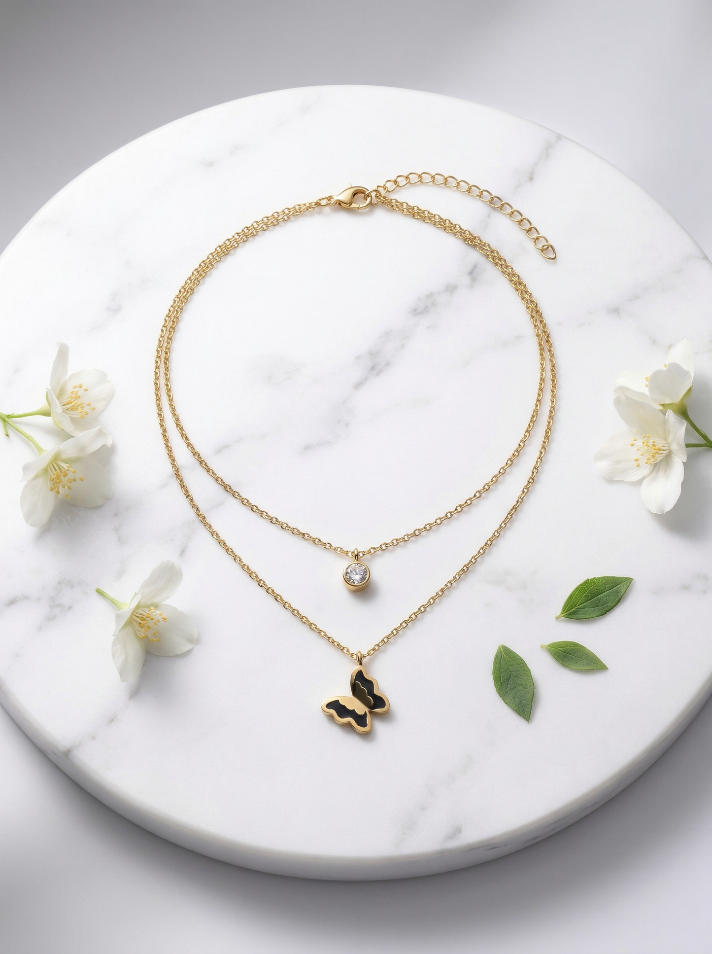 Golden Butterfly Layered Necklace